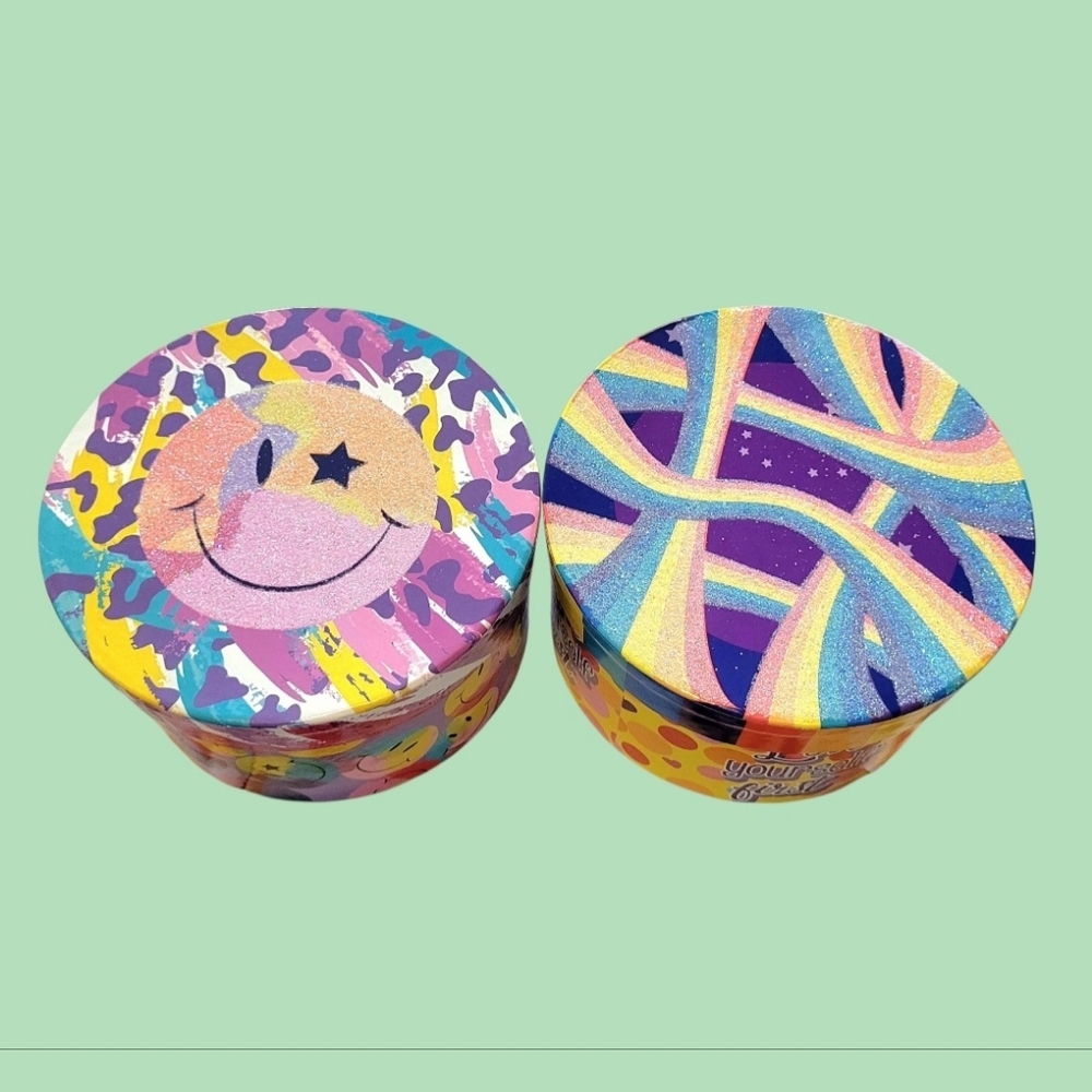 "NEW" SUPER CUTE DECORATIVE ROUND GIFT BOXES GLITTER LIDS 5.5" X 16.5" X 3" - Picture 1 of 10